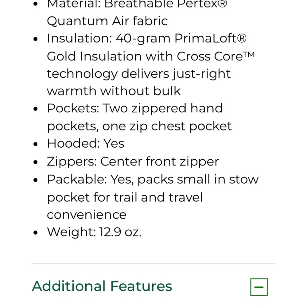 LLBean Men’s Primaloft Packaway Air Hoodie - Picture 14 of 14